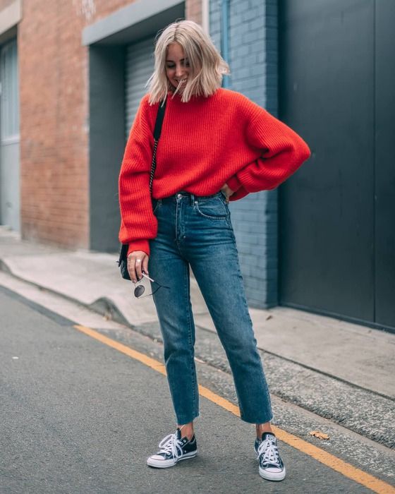 Make your style by adding red jumper to your outfits