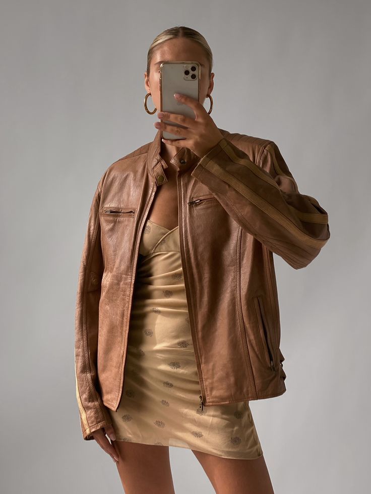How to Wear Tan Leather Jacket: 15 Stylish Outfit Ideas for Women