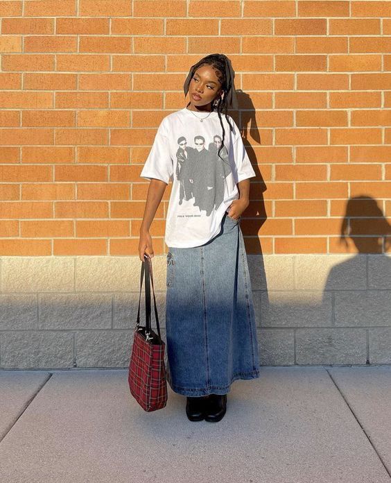 How to Wear Long Denim Skirt: 15 Youthful & Attractive Outfit Ideas