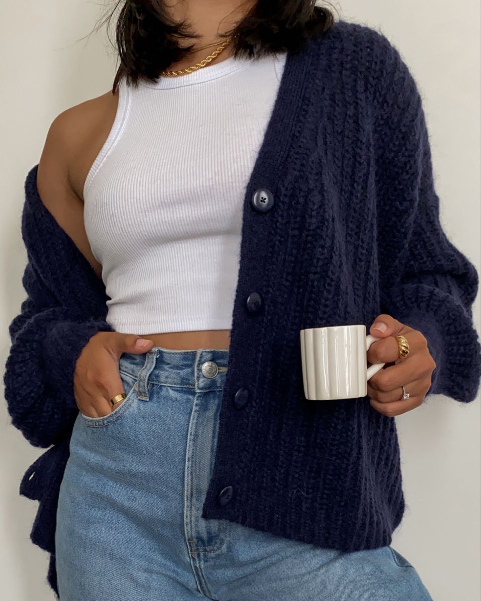 15 Amazing Navy Blue Cardigan Sweater Outfit Ideas for Women