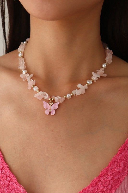 Give an attractive look to yourself with pink necklace