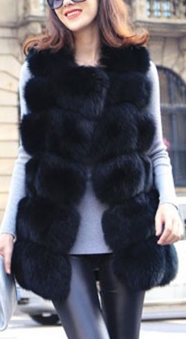 How to Style Black Faux Fur Vest: 15 Super Chic Outfit Ideas for Women