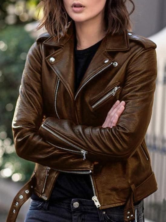 How to Style Brown Leather Motorcycle Jacket: Best 15 Outfit Ideas for Ladies