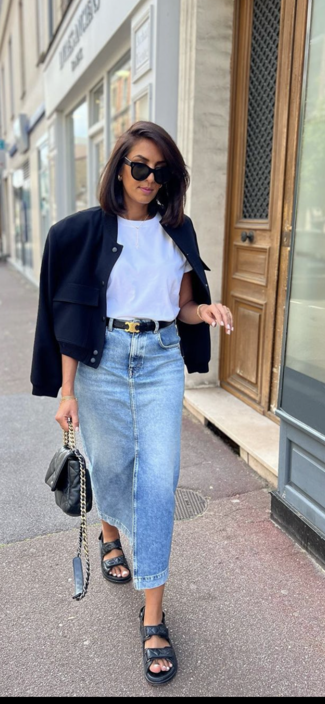 Add denim midi skirts to your fashions to look more elegant