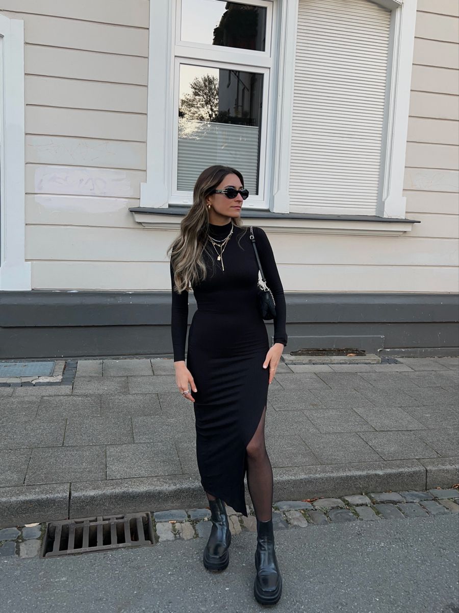 Every fashionable woman needs a long black dress