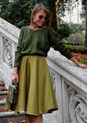 Stylish Ways to Wear an Olive Green Skirt