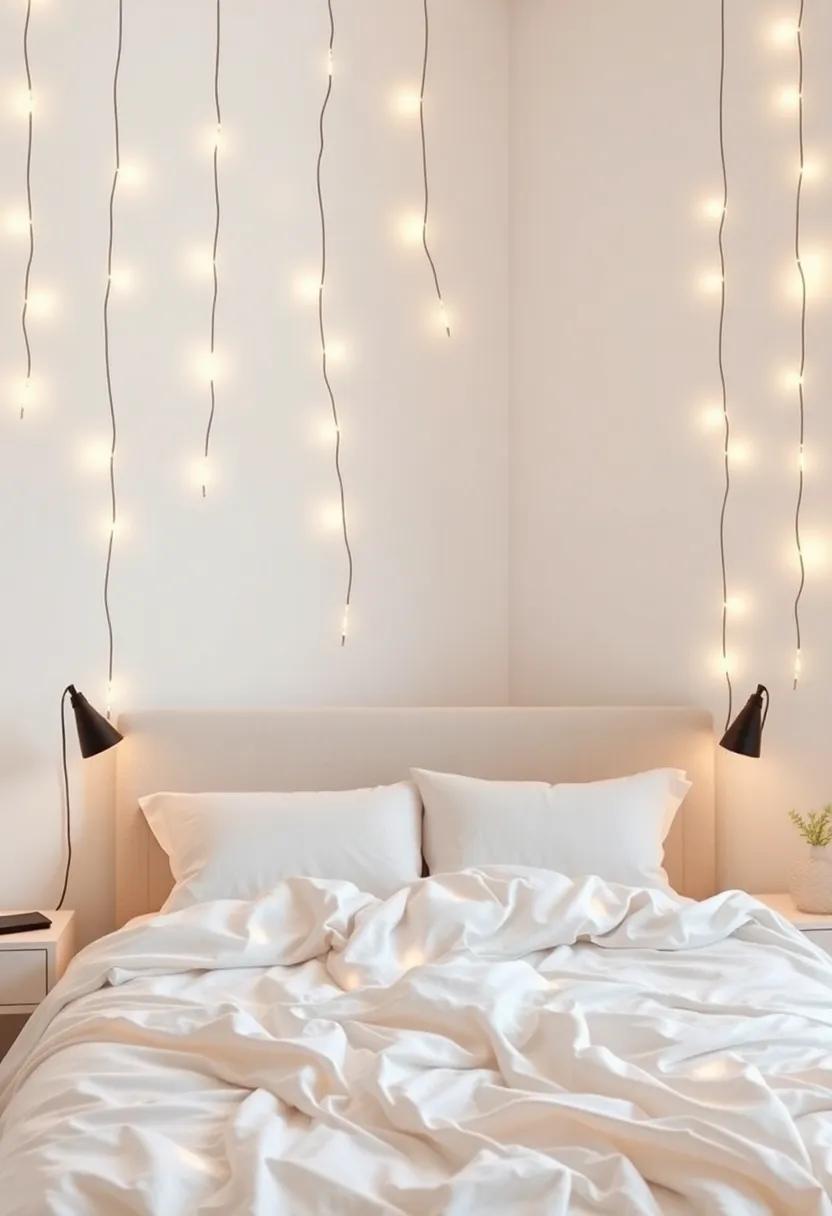 Create a Serene atmosphere with Softly Draped ‌Lights​ Above Your ‍Bed