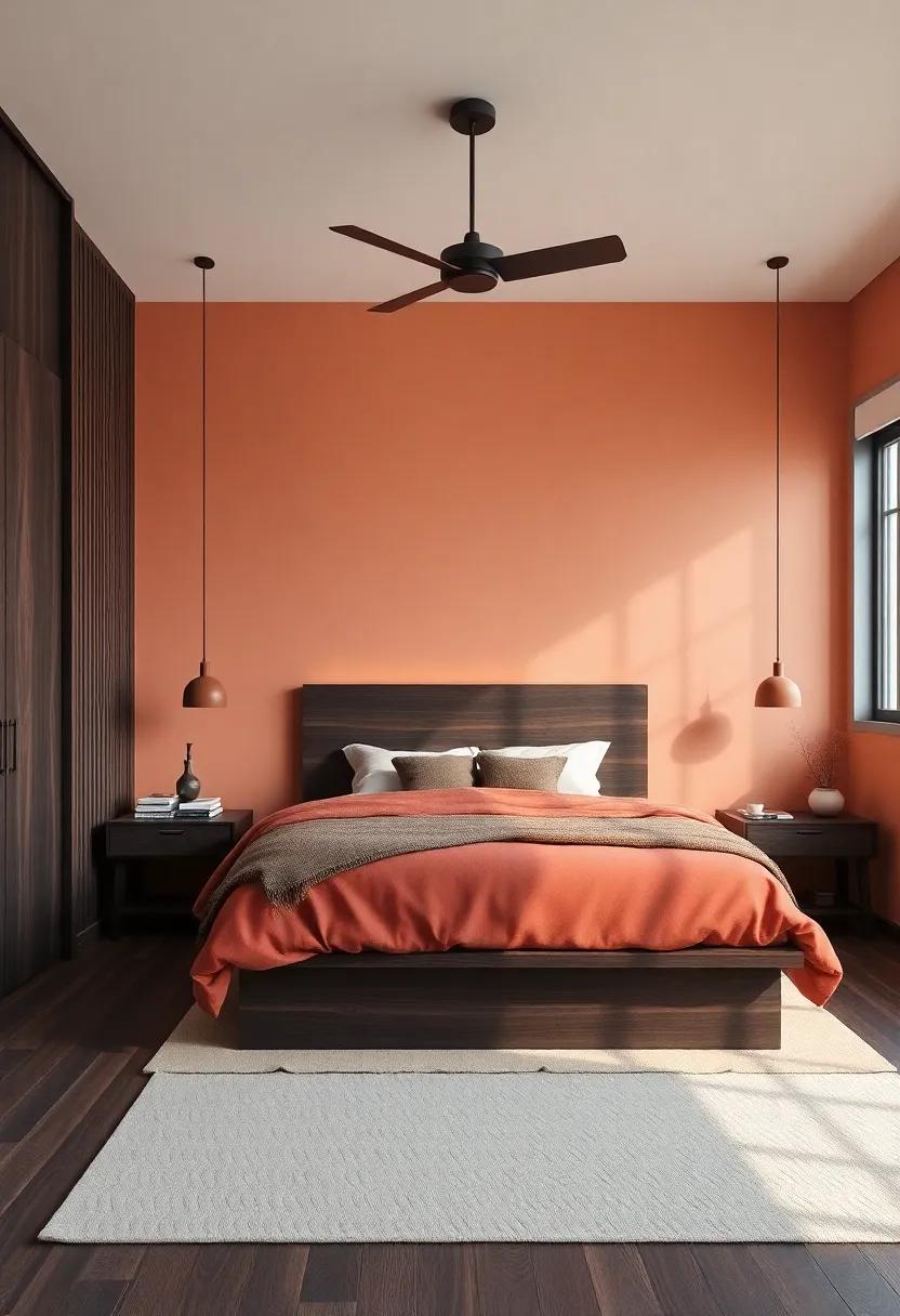 Warm Hues in Bedroom Design to Enhance Dark⁢ Wood Elements