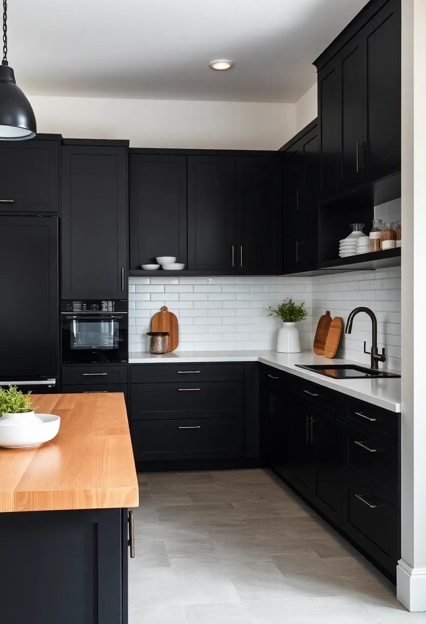 Creating Contrast: Black Cabinets Against‍ Light Walls