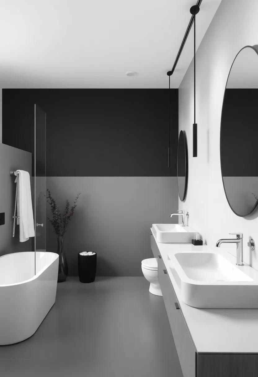 The Serene Palette of Black and White in Bathroom ​Design