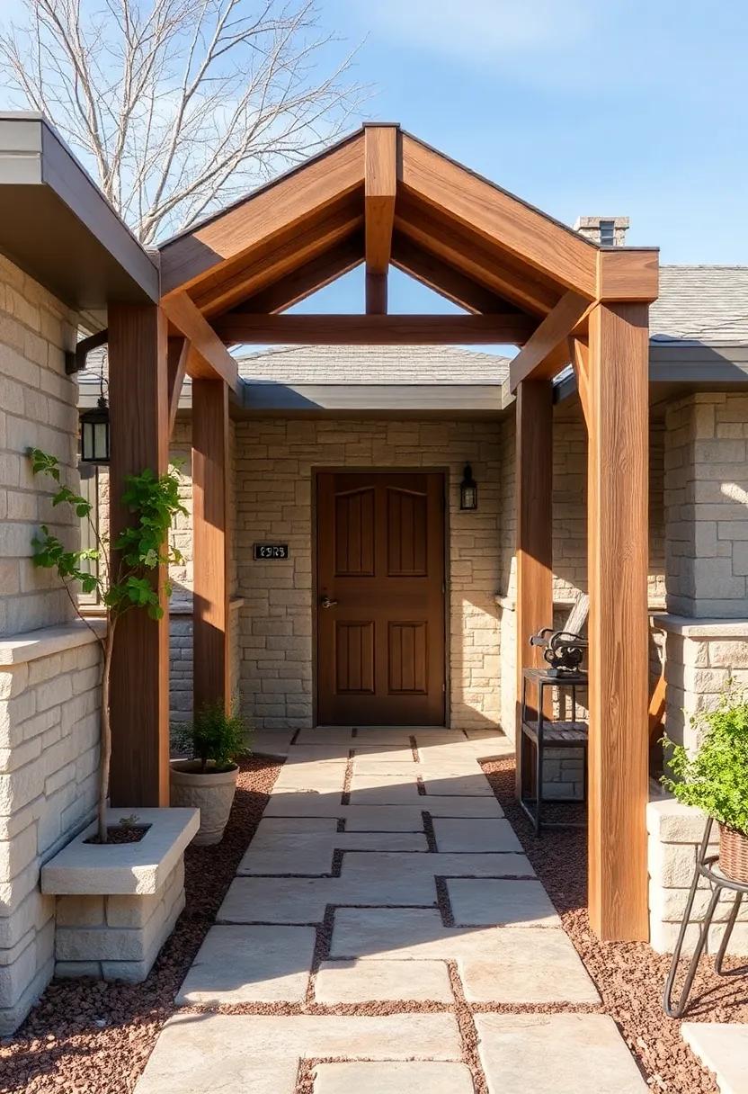 A Welcoming Entrance:⁢ Crafting Rustic Pathways with Natural Stone​ and Timber