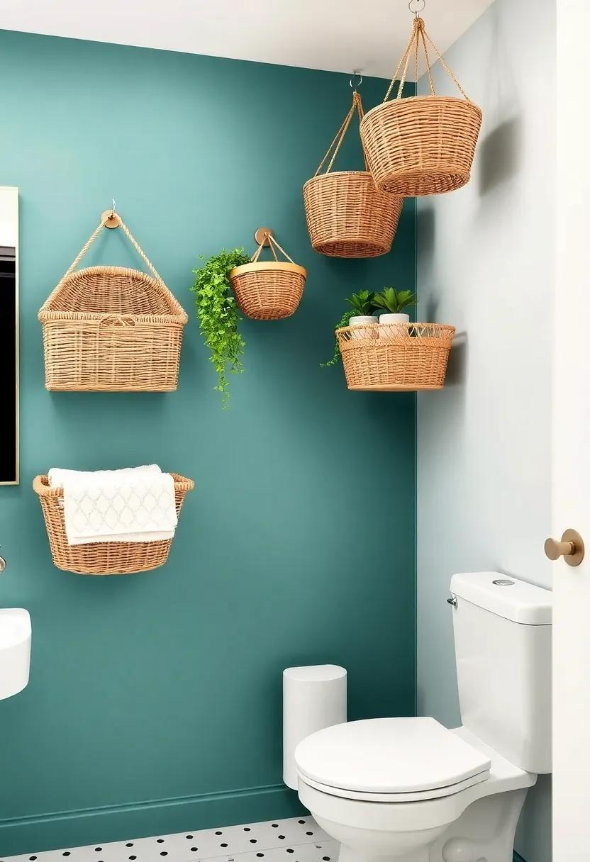 Utilizing Hanging Baskets for Vertical Storage and ⁢Design Flair