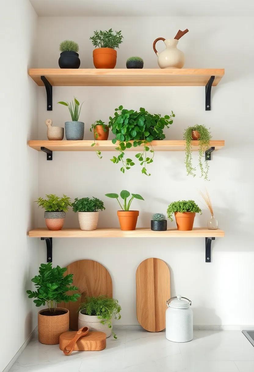 incorporating Natural Elements: Shelving Ideas with plants ⁢and herbs