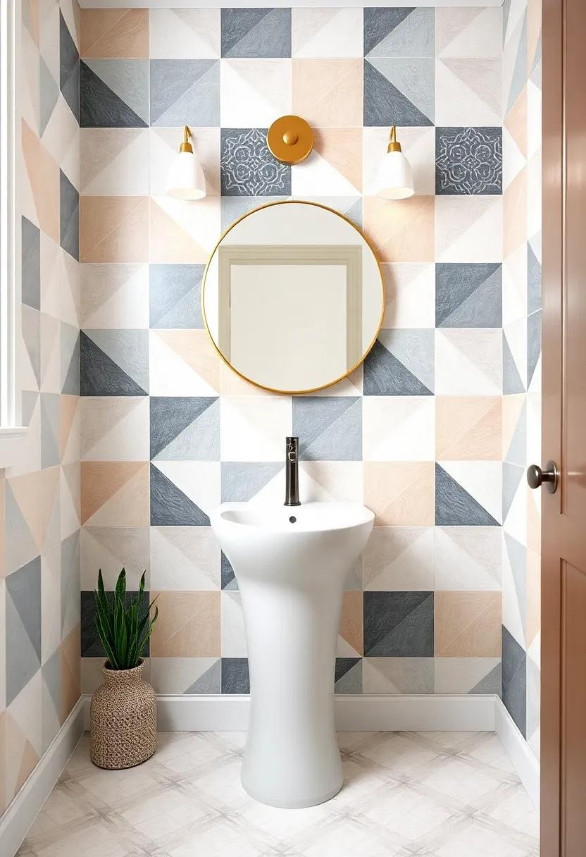 Transform Your Powder Room: Embrace Geometric Patterns for a Stunning Accent Wall