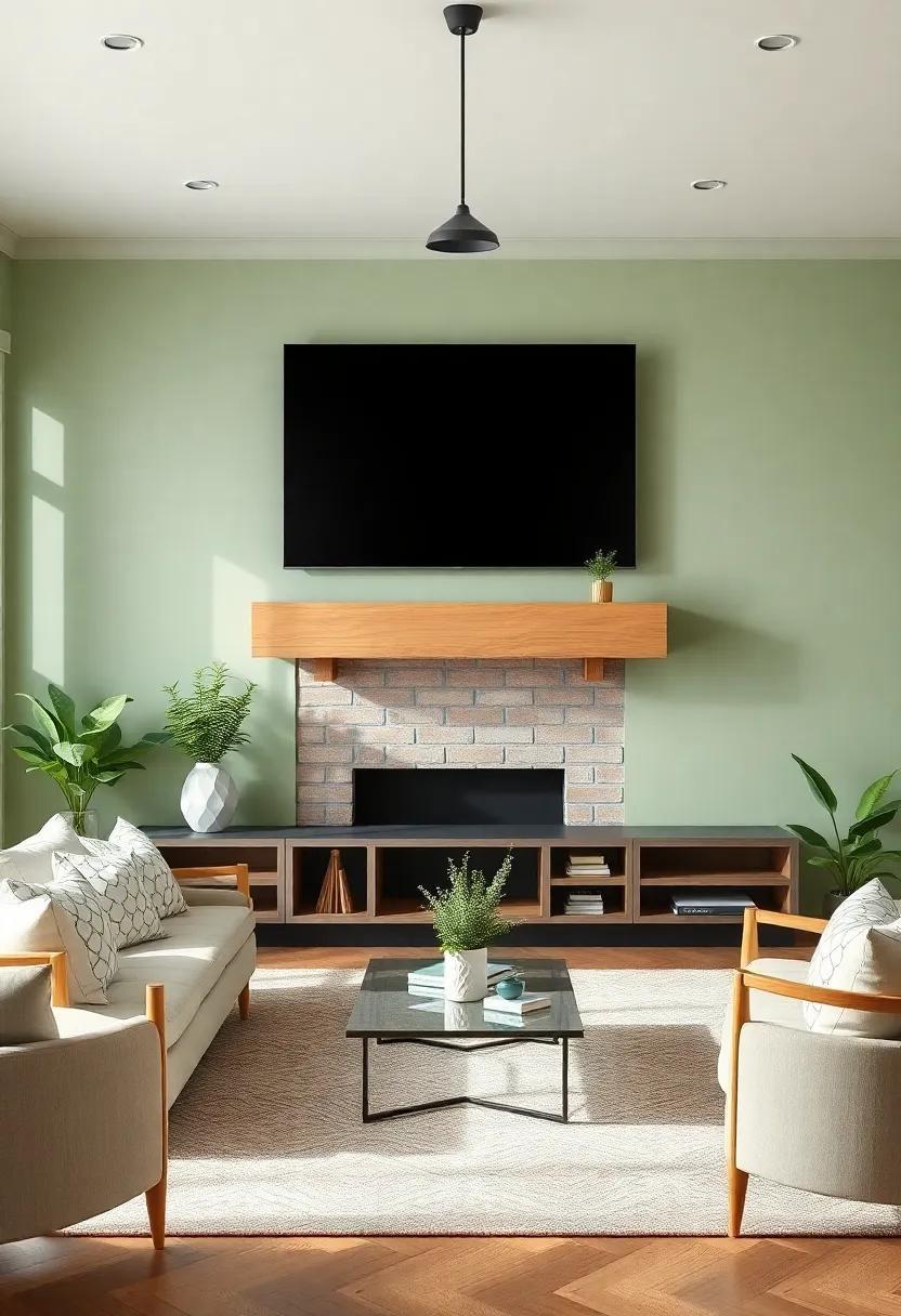 24 Stunning Ideas for a Farmhouse Living Room with Serene Sage Green Walls