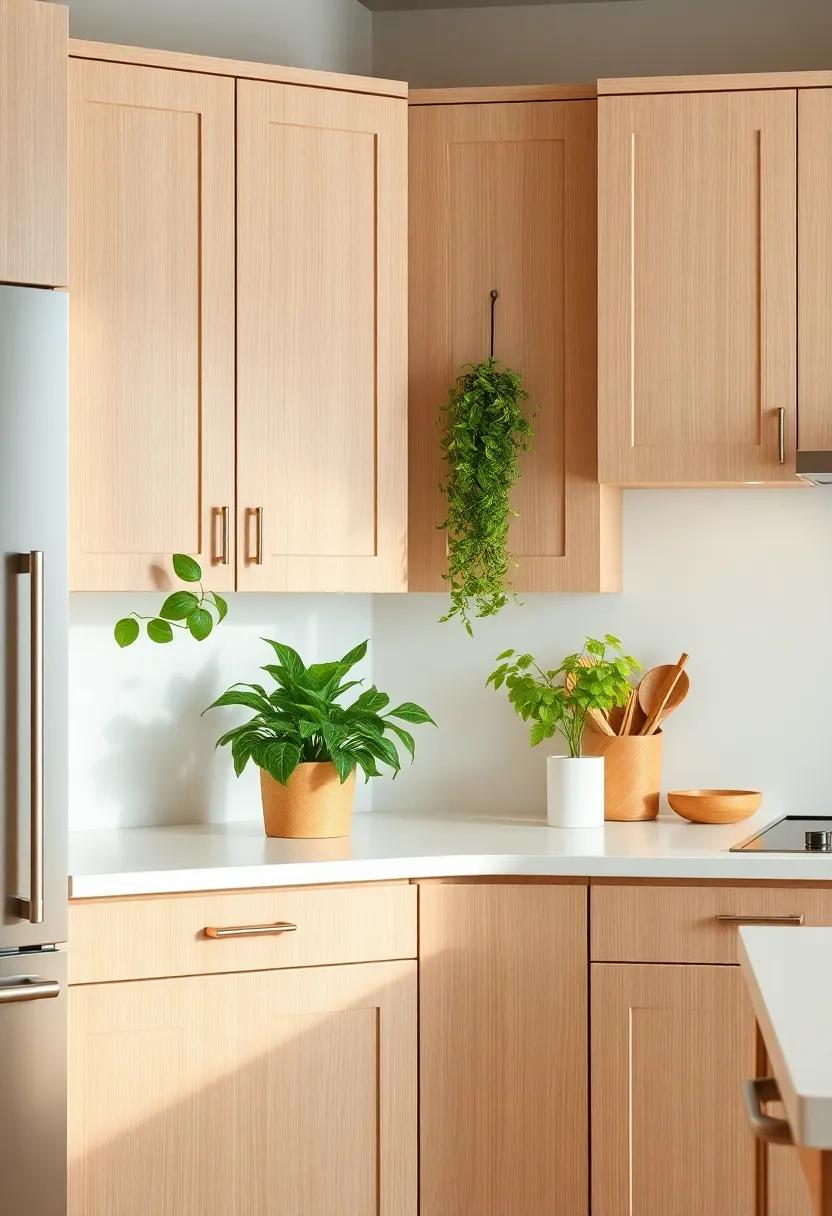 Accent with Greenery: Bring life into your kitchen by adding indoor plants or herbs, which beautifully contrast against beige cabinets