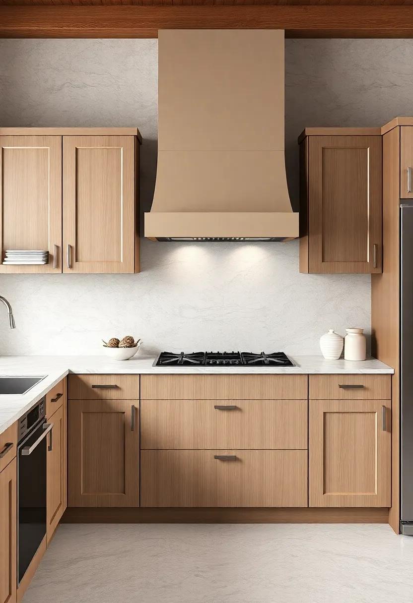 Incorporate Stone Elements: Consider a countertop of gray or dark stone,which can provide a stunning contrast while still harmonizing with the beige