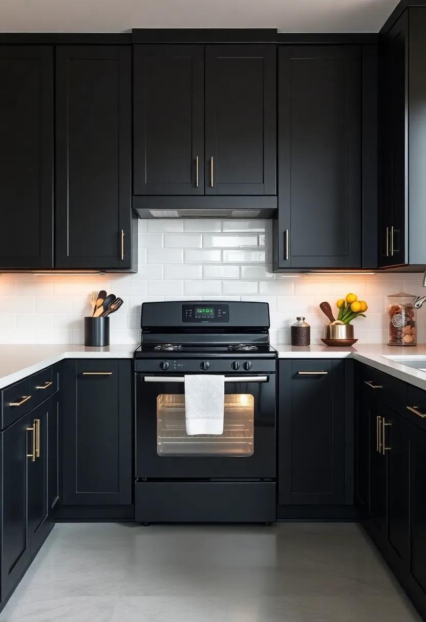 Chic Appliances: Use​ black appliances alongside black ​cabinets for a seamless, bold look that ​brings modern sophistication⁤ to your cooking space