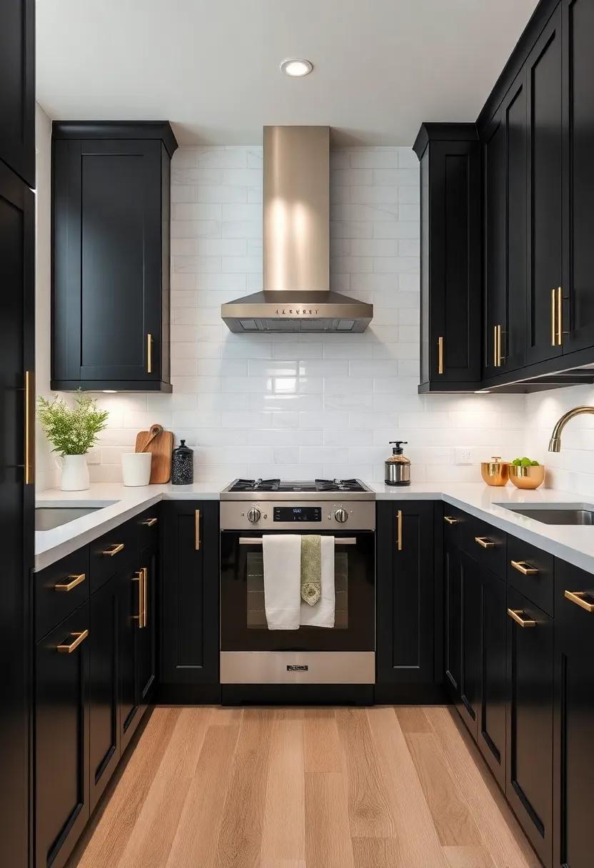Elegant ⁣Hardware: ​Upgrade your black cabinets with gold or brass hardware for a luxurious touch ‌that elevates the overall aesthetic