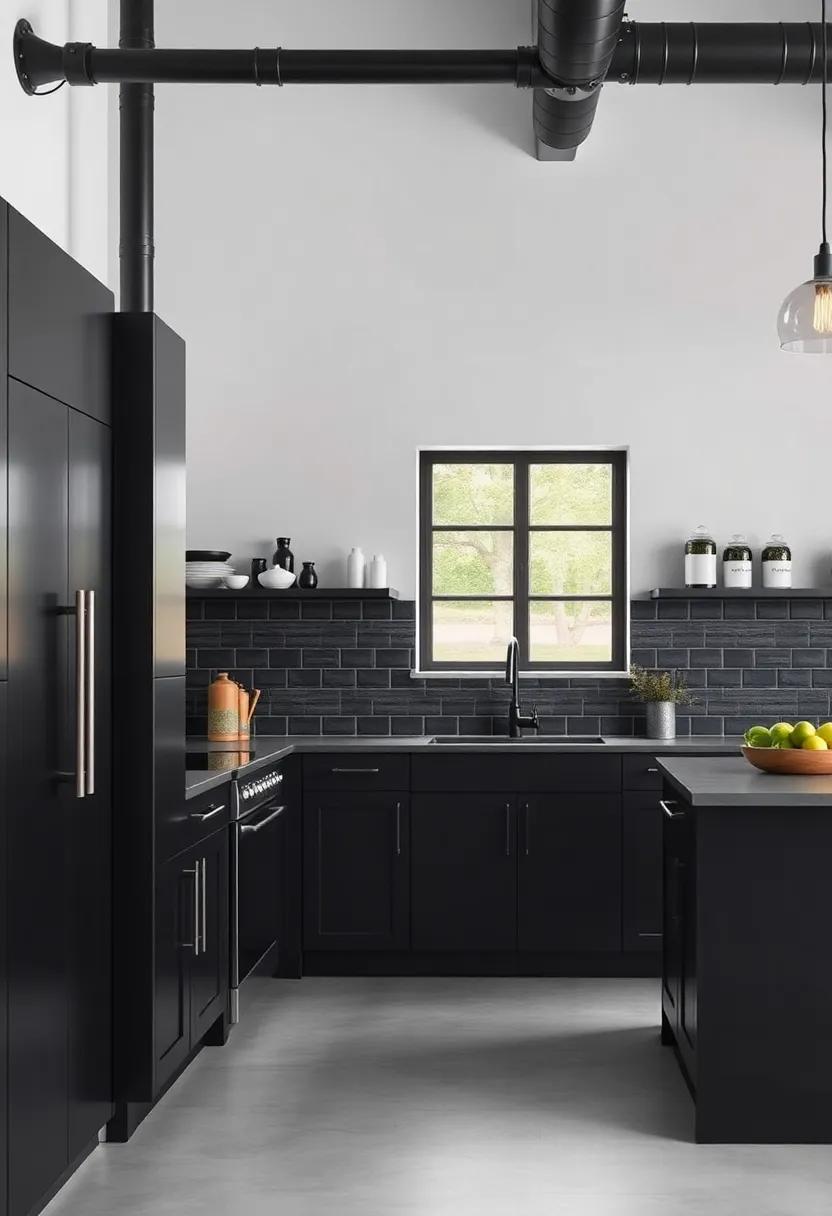 Industrial Vibes: ⁣Mix black cabinetry with metal accents like ⁤exposed pipes and pendant lights for an urban-inspired kitchen that feels both raw and refined
