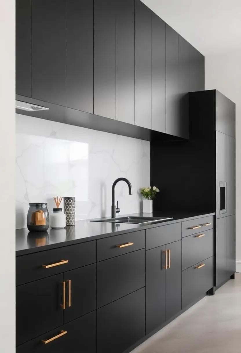 Layered Textures: Mix materials like‍ matte ‌black cabinets with glass or metallic accents, creating ⁤visual interest and a multi-dimensional look