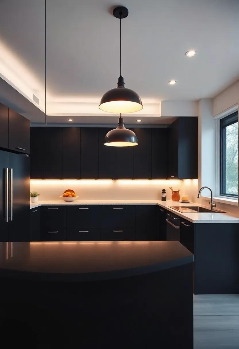 Layered Lighting: ⁢Incorporate various lighting sources, such as pendant⁤ lights and recessed fixtures, to enhance the beauty of your black cabinets at different times of the day