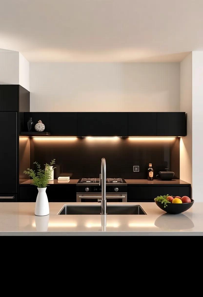 Lighting Plays: Use‌ strategically​ placed lighting under and above black cabinets to ​highlight their beauty and create ‌a warm, ⁤inviting ⁢atmosphere