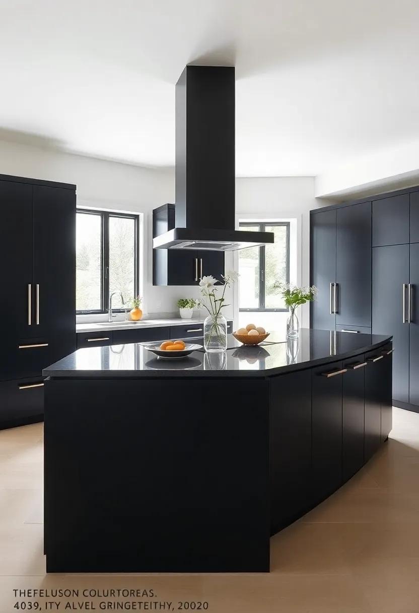 Statement Island: design a stunning kitchen island⁤ in⁤ black cabinetry, serving as a focal point that ​invites gathering⁣ and​ entertaining