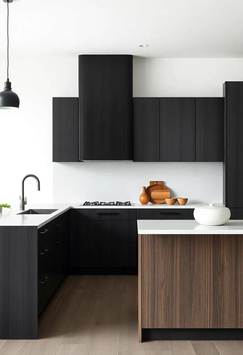 Textured Finish: Choose textured black‌ cabinets, such as‍ matte or⁣ wood-grain finishes, to add depth and interest​ to your kitchen​ design