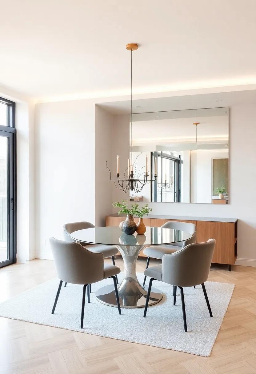 Sophisticated​ Use ‌of ⁤mirrors to Expand Dining Areas