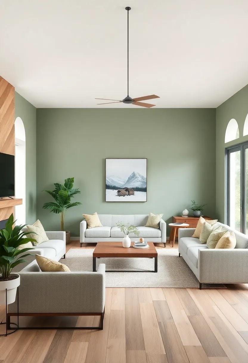 Open Concept Flow:‍ Design your living room to seamlessly ⁣connect with‍ adjacent spaces, using sage as ⁣a ⁣unifying element⁢ throughout ⁤your farmhouse