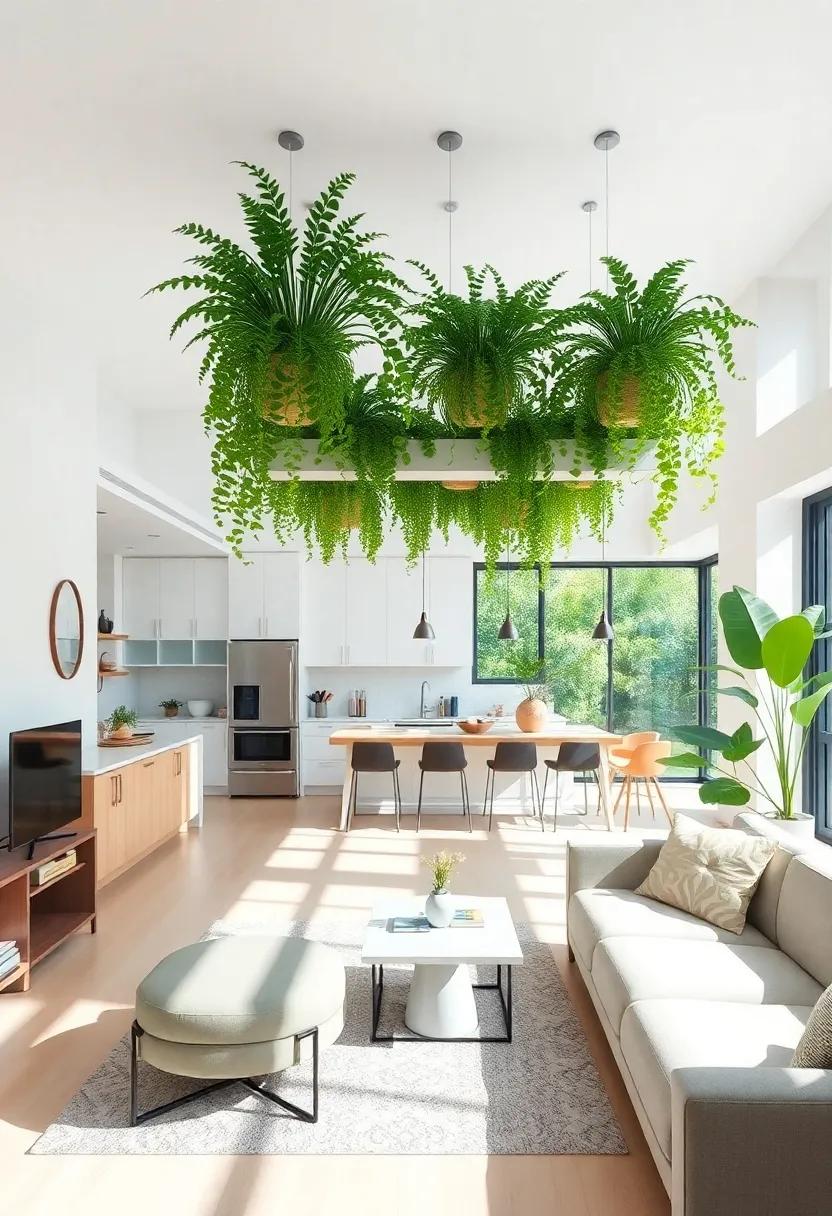 Ceiling Planters: ‍Utilize ceiling-mounted ‌planters above ‌eating ‍or lounging areas, showcasing greenery from all angles ‍and ‌enhancing‌ the open concept theme