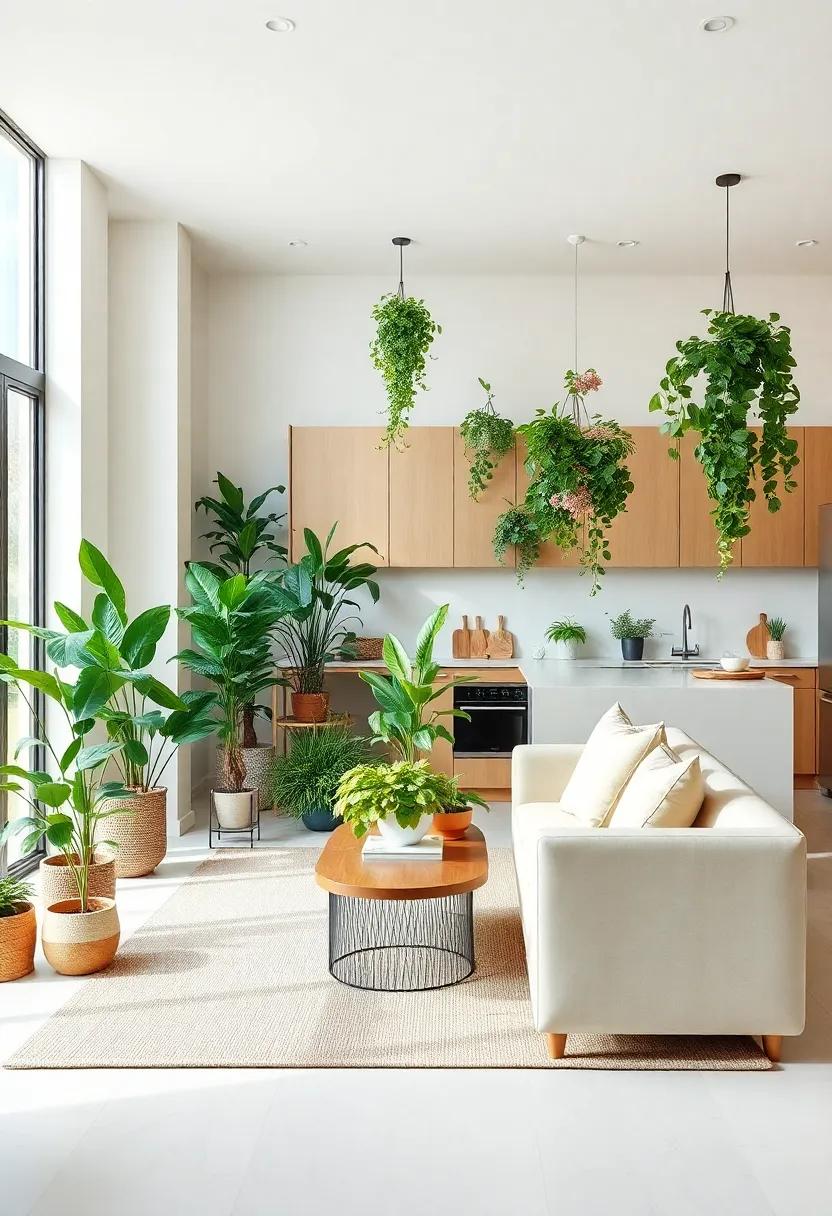 Indoor Garden: Create an indoor garden with edible plants, adding both functionality and beauty within your open concept layout, perfect for culinary enthusiasts