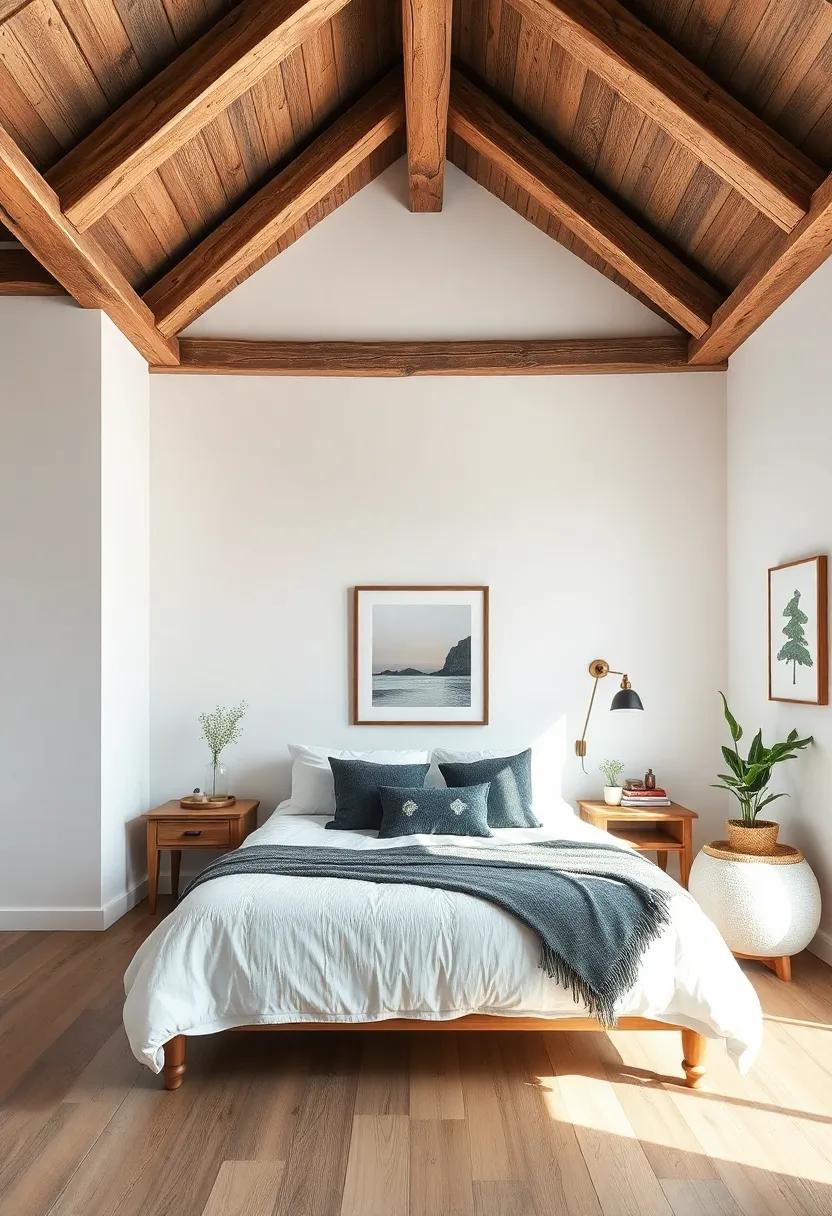 Artistic Retreat: Witness‍ how⁤ artwork and personal touches interact with rustic wooden beams, creating a dynamic ⁢bedroom that ⁤reflects ⁣individuality