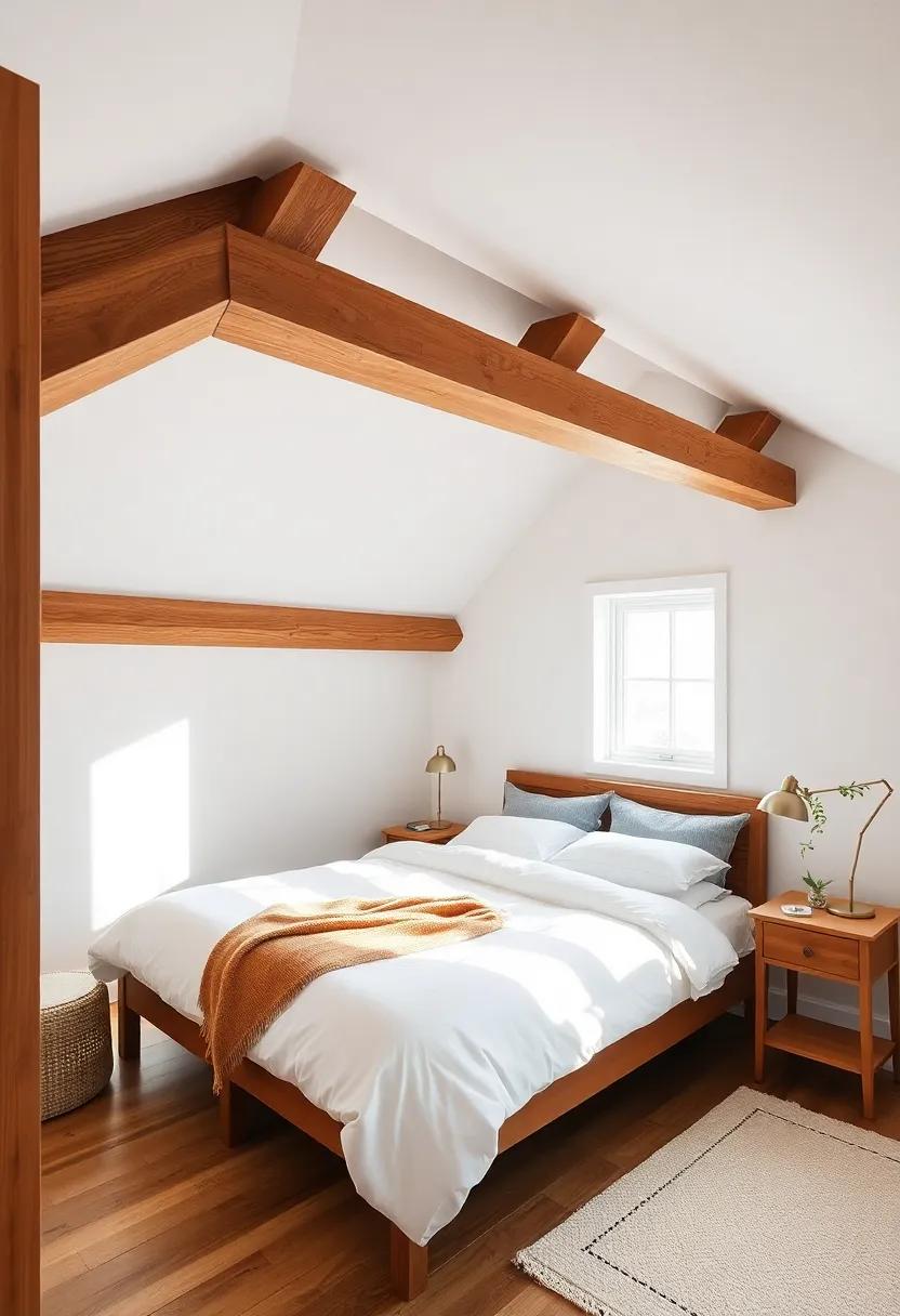 Picturesque Peak: ⁢Uncover a ⁢charming attic bedroom,where sloping wooden beams shape a snug,inviting ⁤atmosphere perfect for leisurely mornings