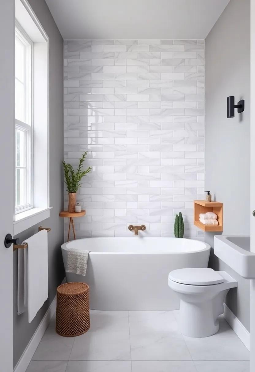Add built-in storage: Incorporate shelves or cabinetry around your bathtub for a chic look that keeps essentials within reach