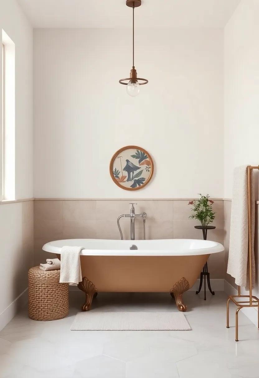 choose a vintage clawfoot tub: Inject charm into your small bathroom while ensuring the area feels inviting and cozy