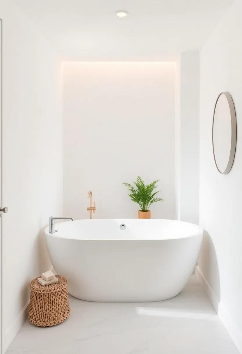 Utilize light colors: Soft whites, creams, and pastels can make your bathroom feel larger and brighter while showcasing your bathtub