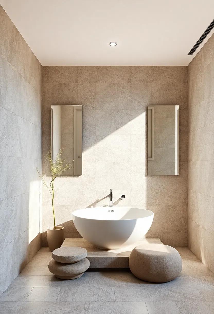 Natural Light Harmony: ⁣Position strategically placed mirrors to ​reflect natural light bouncing ⁢off your stone tiles, amplifying serenity