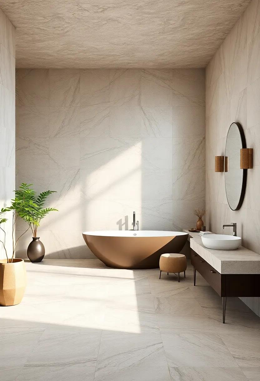 Open Spaces: Opt for large format ​stone tiles to reduce grout ⁢lines and enhance the feeling‍ of spaciousness in your bathroom