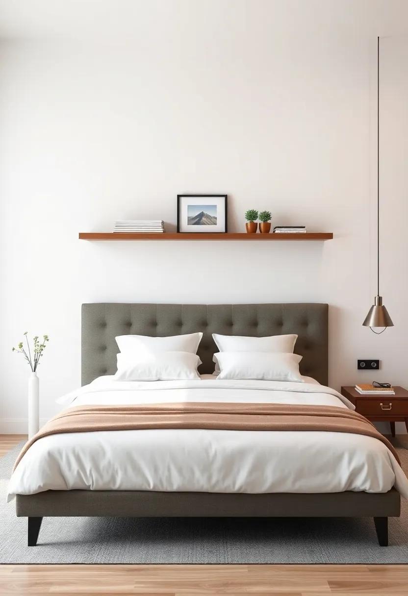 Floating Shelves: Discover ​the utility​ and style of floating shelves above your queen bed for extra storage ⁤and‌ decorative space ⁤without ⁢bulkiness