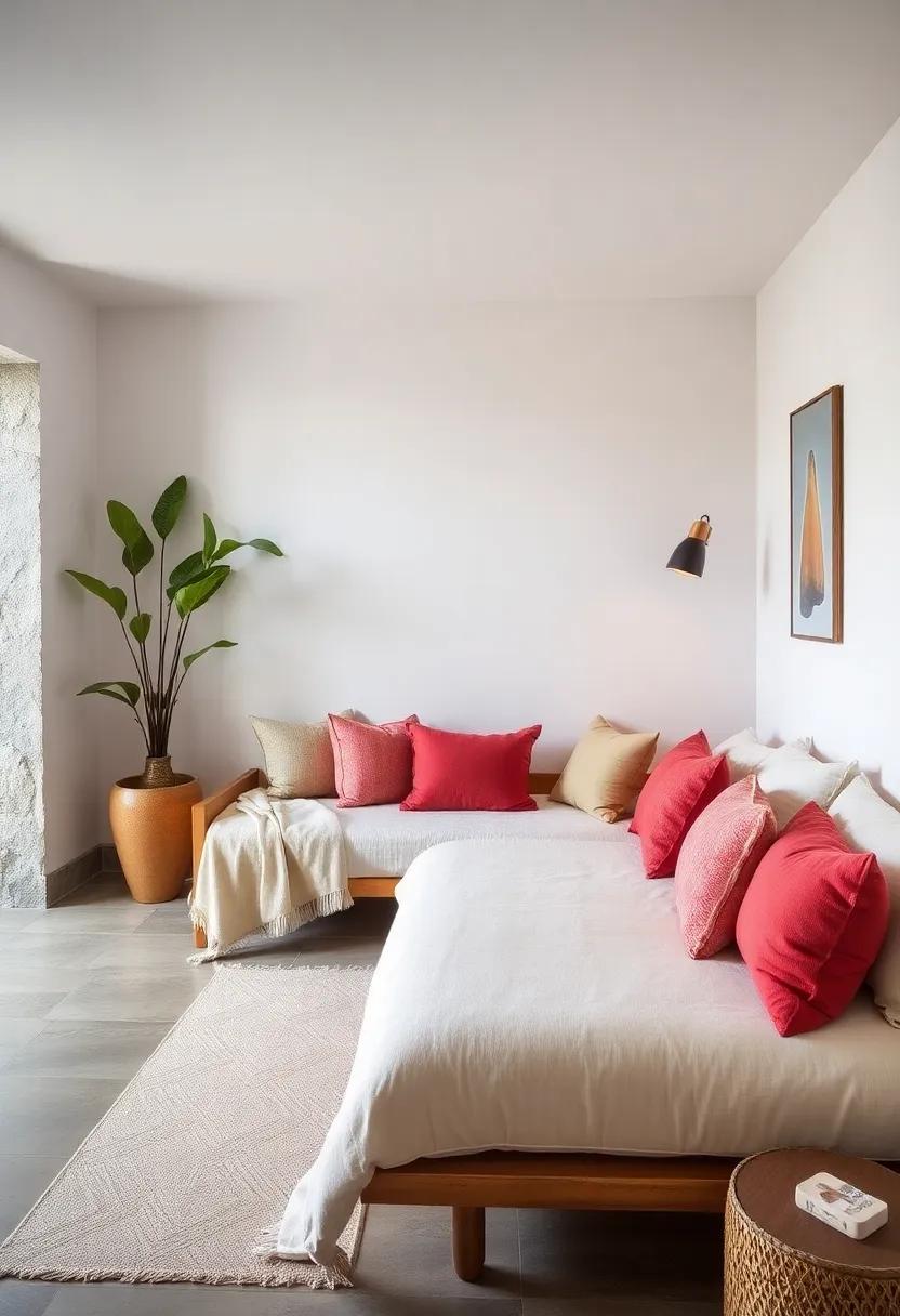 daybed Delight: Use a wide bench as a daybed, draping it in soft bedding and adding an array of cushions for a versatile lounging area