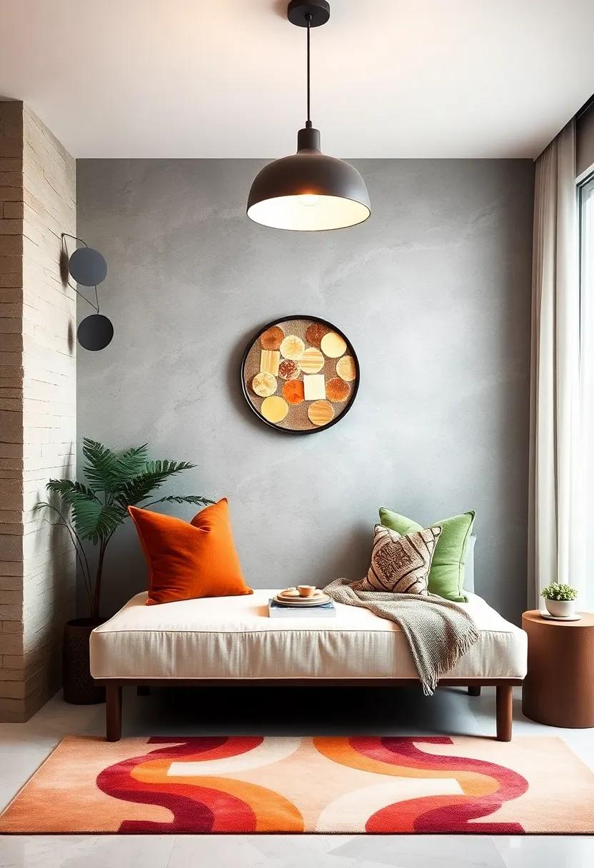 layered Lighting: Place a small bench beneath a statement light fixture, creating a stylish seating area that draws the eye up and adds visual interest