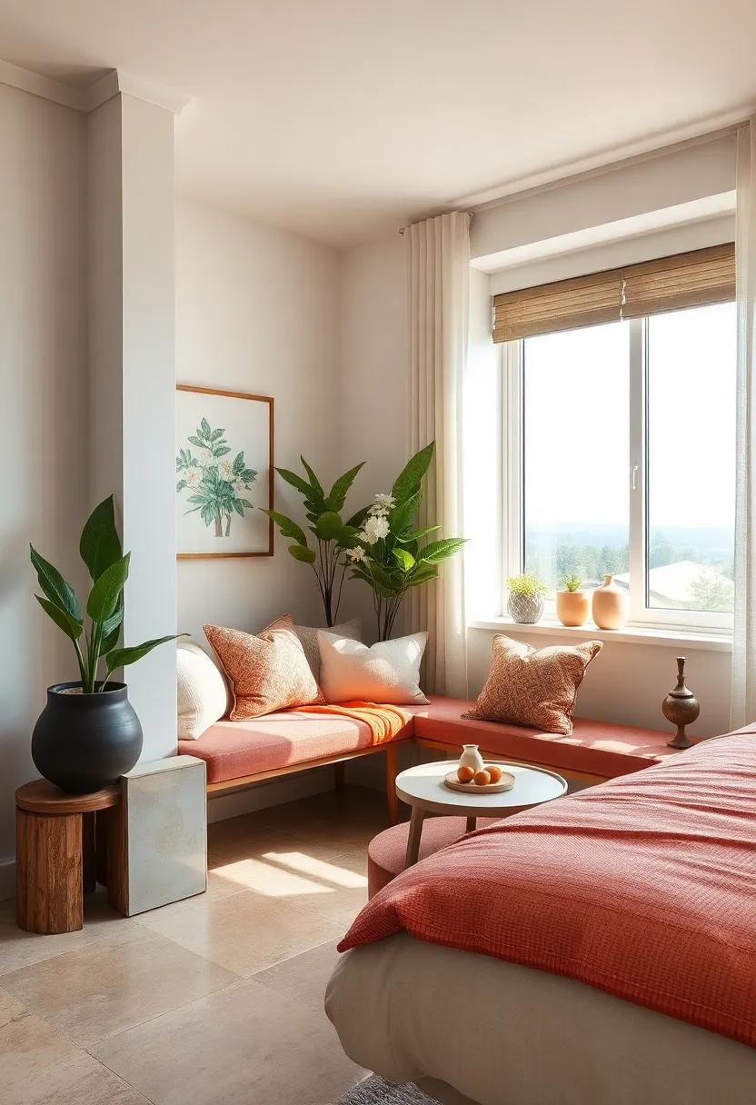 Nook with a view: Position a decorative bench by a window with a lovely view, perfect for reading or daydreaming in natural light