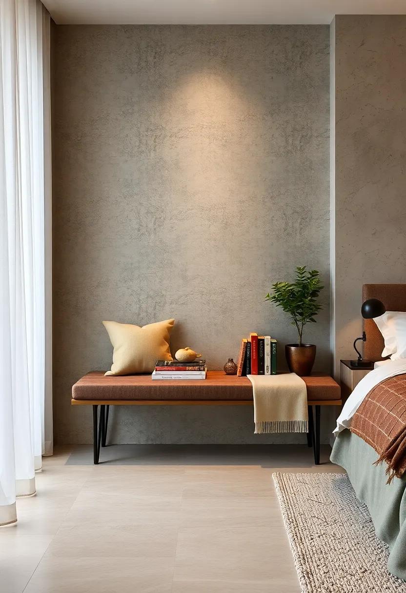 personal Library: Install a narrow bench filled with books and decorative bookends, encouraging quiet moments of reading in your bedroom