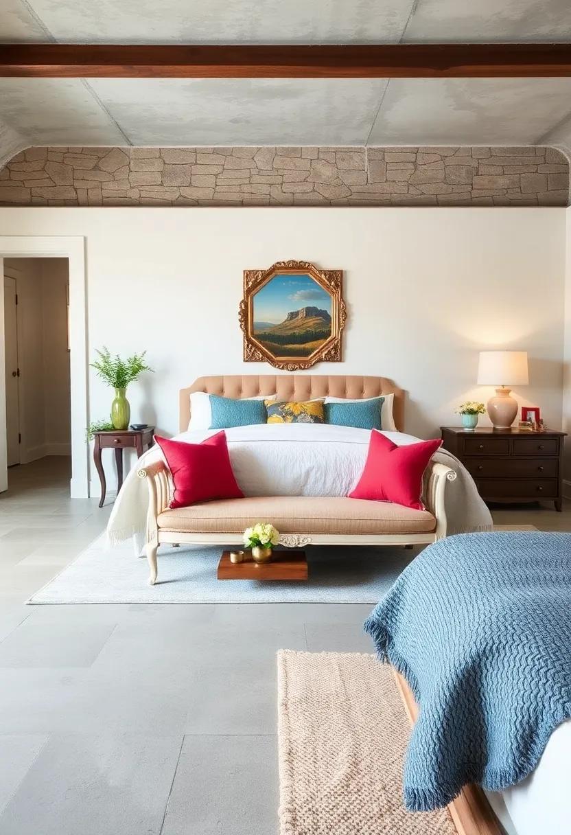 Vintage Find: Scout thrift shops for a charming antique bench that can be restored or painted to become a delightful focal point in your bedroom