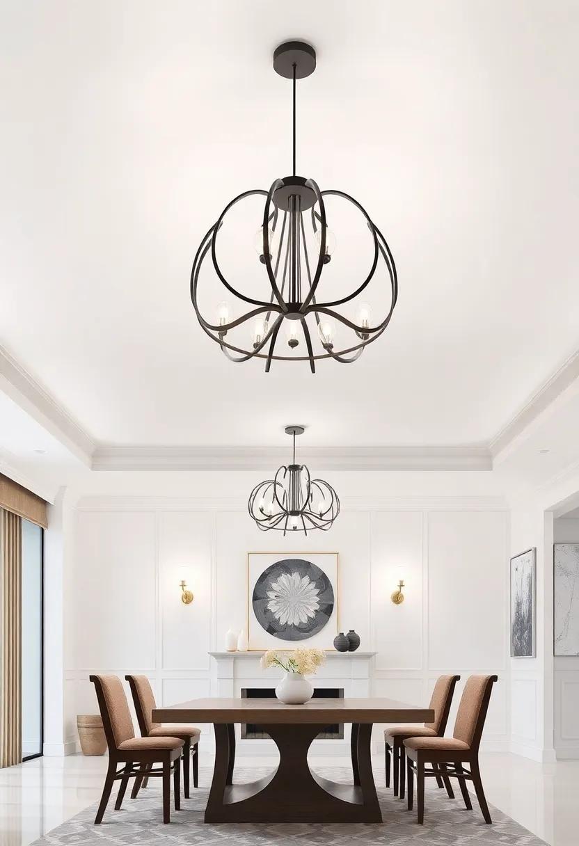 Artistic Fixtures: Choose artistic light fixtures‌ that extend beyond function, serving ​as sculptural elements that enhance the ceiling's aesthetic
