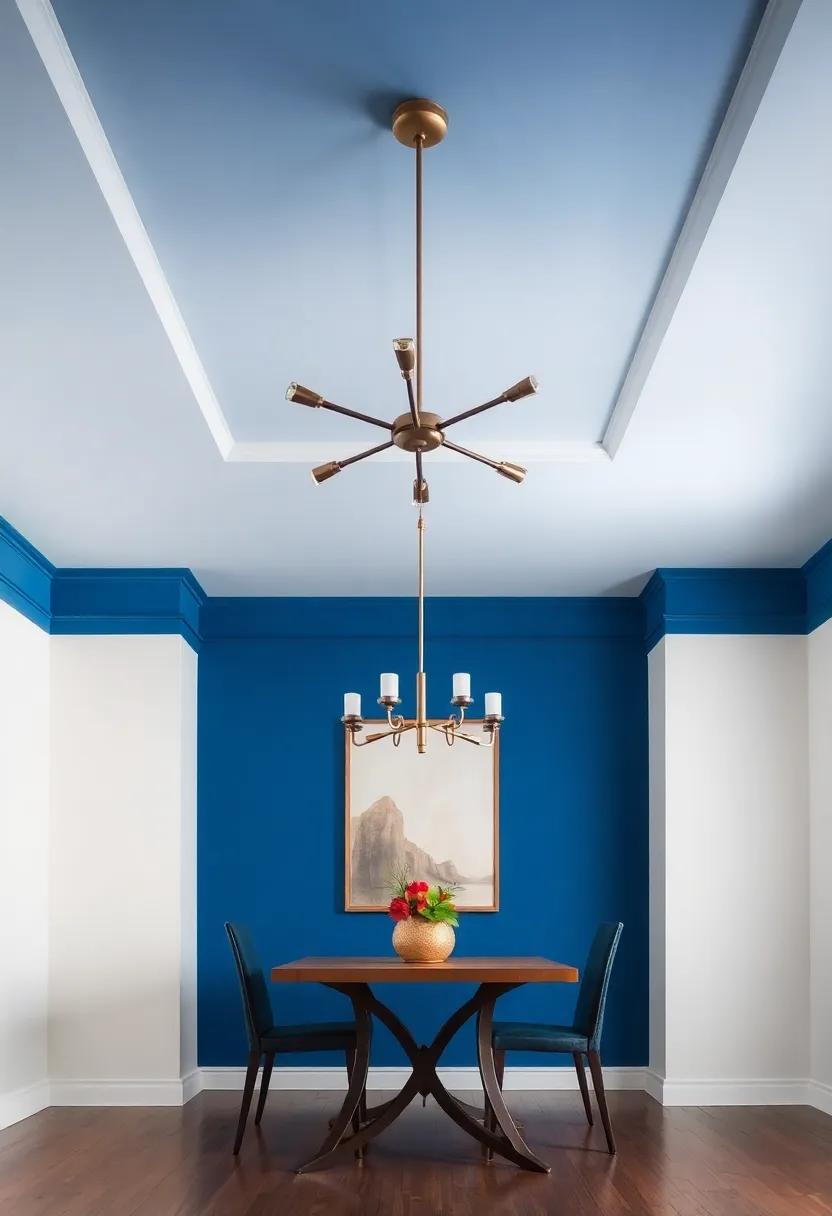 Bold​ Color Choices: Transform ‍your dining experience by painting the ceiling ⁢in a ⁣bold hue, making a dramatic statement that frames the room beautifully