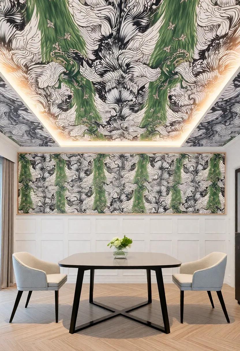 Bold Wallpaper: Apply bold wallpaper on the ceiling for an‌ unexpected twist, creating a chic finish that complements your⁢ interior decor
