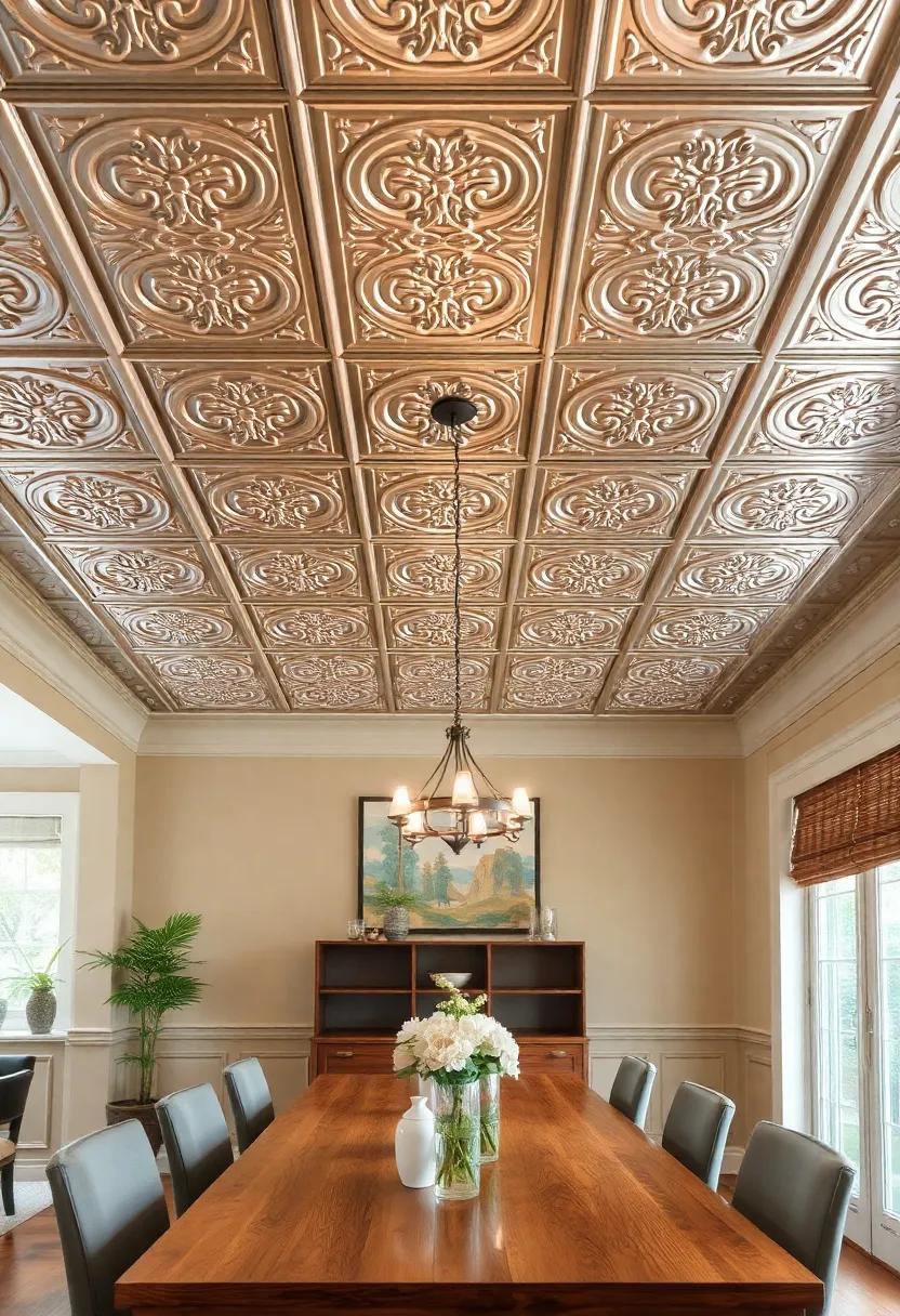 Vintage Tin Panels: Incorporate vintage tin ⁢ceiling tiles for a timeless appeal,offering a unique aesthetic⁣ that harkens back to‍ historic dining areas